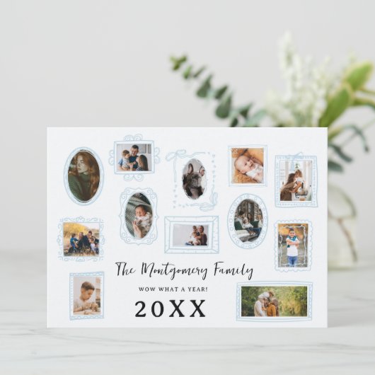 Wow wat een jaar | Familie Fotogalerij Muur Feestdagenkaart (Staand voorkant)