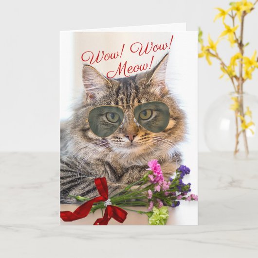 Wow Wauw Meow Valentijn's Day for Husband Kaart (Gele Bloem)