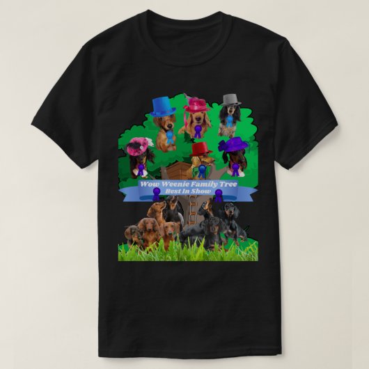 Wow Weenie Family Tree Zwart Tee Shirt Mannen / Vr (Design voorkant)