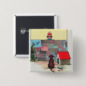 Wow-wow-wow! Wiens hond bent u? kinderrijmpje Vierkante Button 5,1 Cm (Voorkant /achterkant)