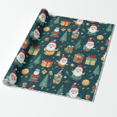 WP01 Kerstman Kerstboom Geschenkdozen Groen Cadeaupapier (Uitgerold)
