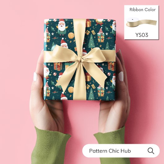 WP01 Kerstman Kerstboom Geschenkdozen Groen Cadeaupapier