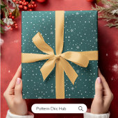 WP05 Sneeuwvlok Kerstmis Groen Modern Elegant Cadeaupapier