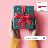 WP05 Sneeuwvlok Kerstmis Groen Modern Elegant Cadeaupapier