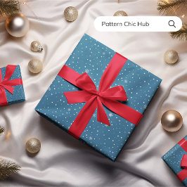 WP08 Sneeuwvlok Kerst Blauw Modern Elegant Cadeaupapier