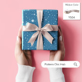 WP08 Sneeuwvlok Kerst Blauw Modern Elegant Cadeaupapier