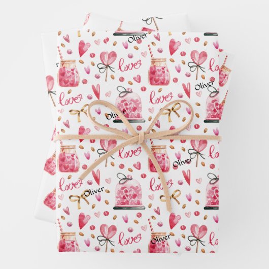 WP | 1 Naam Top Blad 3 Valentijnse  Wrapping Paper (In situ)