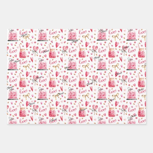 WP | 1 Naam Top Blad 3 Valentijnse Wrapping Paper (Voorkant)