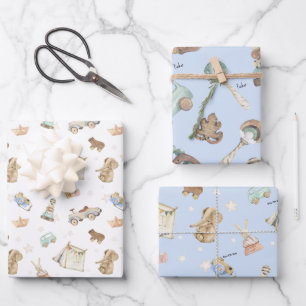 WP Blue   Boy Oh Boy op  speelgoed Inpakpapier Vel