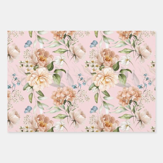 WP | Dutch Stilleven Bloemen op Bleke Pinks Inpakpapier Vel (Voorkant 3)