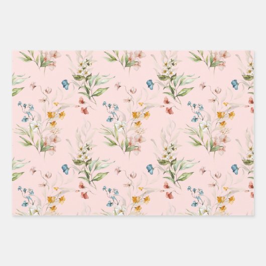 WP | Dutch Stilleven Bloemen op Bleke Pinks Inpakpapier Vel (Voorkant 2)