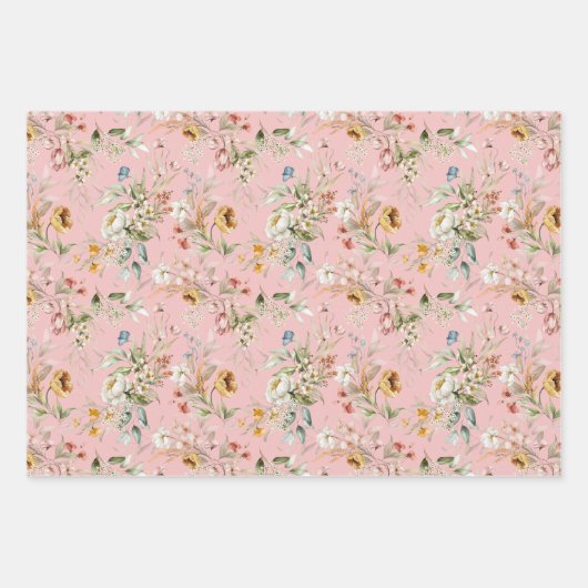 WP | Dutch Stilleven Bloemen op Bleke Pinks Inpakpapier Vel (Voorkant)
