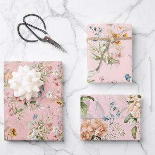 WP   Dutch Stilleven Bloemen op Bleke Pinks Inpakpapier Vel