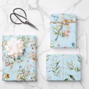 WP   Dutch Stilleven Bloemen op Bord Blauw Inpakpapier Vel
