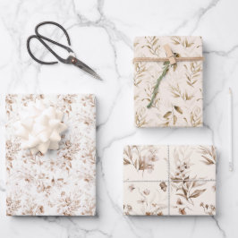 WP | Sepia Dutch Stilleven Floral Art, (3) Inpakpapier Vel