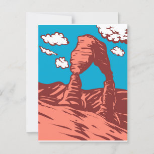WPA Art Delicate Arch in het Arches National Park Briefkaart