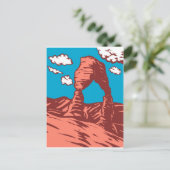 WPA Art Delicate Arch in het Arches National Park Feestdagenkaart (Staand voorkant)