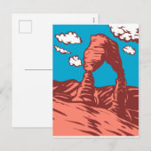 WPA Art Delicate Arch in het Arches National Park Feestdagenkaart (Voorkant / Achterkant)