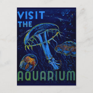 WPA Bezoek het Poster van Aquarium Briefkaart