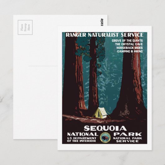  WPA-campagne in het nationale park Sequoia Briefkaart (Voorkant / Achterkant)