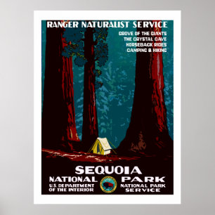 WPA-campagne in het nationale park Sequoia Poste Poster