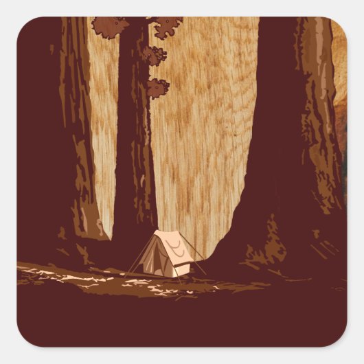 WPA-campagne in het nationale park Sequoia Vierkante Sticker (Voorkant)
