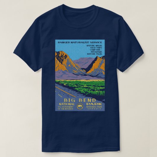  WPA-Chisos-gebergte van Big Bend National Park T-shirt (Design voorkant)
