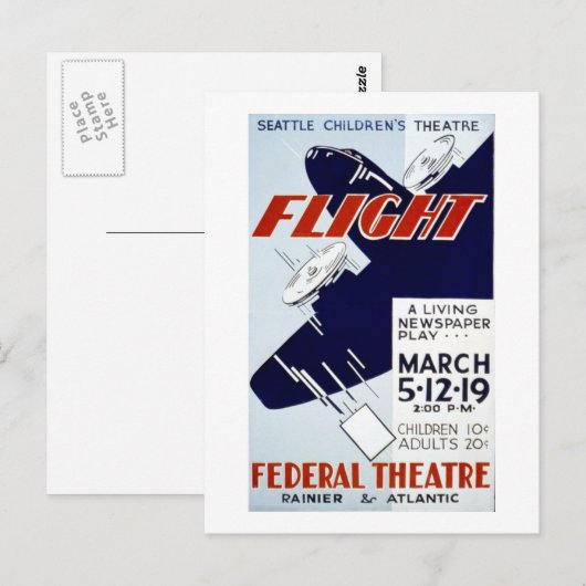  WPA Federal Theater Project Flight Briefkaart (Voorkant / Achterkant)