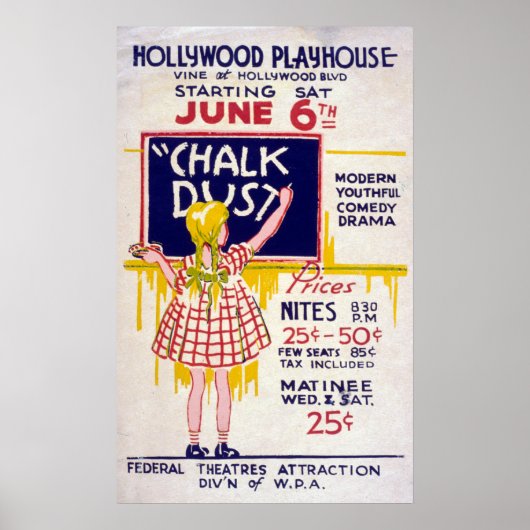  WPA Federal Theater Project Hollywood Play Poster (Voorkant)