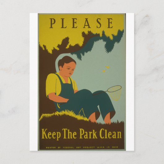 WPA - houd Schone Park Briefkaart (Voorkant)