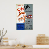  WPA Leer aan de Campagne van de Swim Poster (Keuken)