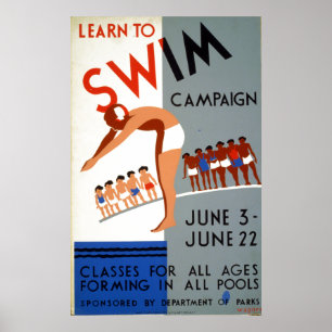  WPA Leer aan de Campagne van de Swim Poster
