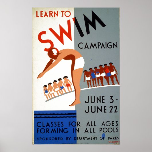  WPA Leer aan de Campagne van de Swim Poster (Voorkant)