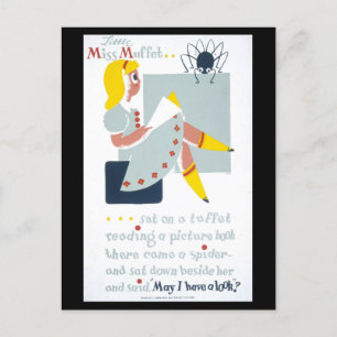 WPA Library Poster met Little Miss Muffet Briefkaart