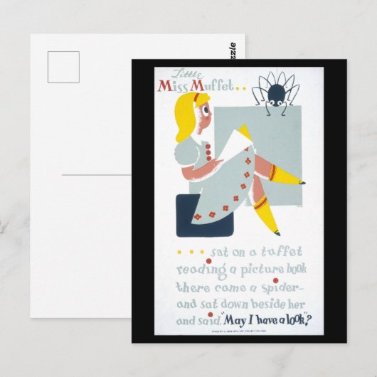 WPA Library Poster met Little Miss Muffet Briefkaart (Voorkant / Achterkant)