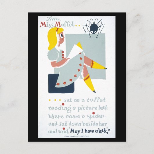 WPA Library Poster met Little Miss Muffet Briefkaart (Voorkant)