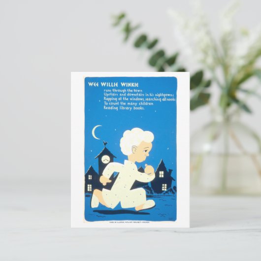  WPA Library Poster met Wee Willie Winkie Briefkaart (Staand voorkant)