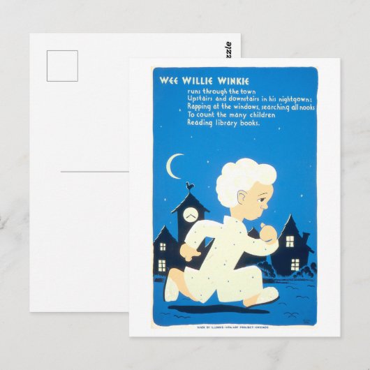 WPA Library Poster met Wee Willie Winkie Briefkaart (Voorkant / Achterkant)