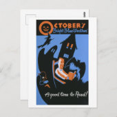  WPA Library Poster Oktober Reading Briefkaart (Voorkant / Achterkant)