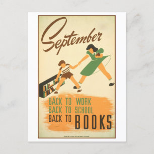 WPA Library Poster September Reading Briefkaart