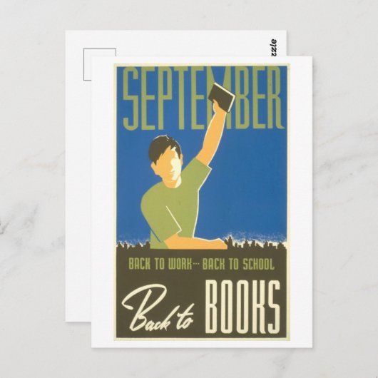  WPA Library Poster September Reading Briefkaart (Voorkant / Achterkant)