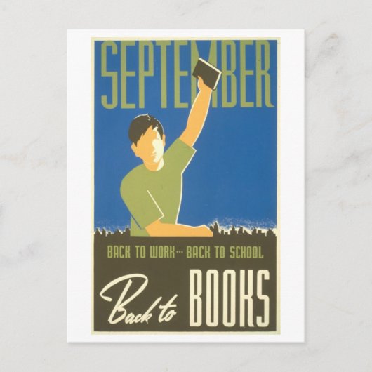  WPA Library Poster September Reading Briefkaart (Voorkant)
