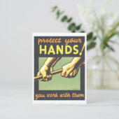 WPA-Poster: "Bescherm uw handen" Briefkaart (Staand voorkant)