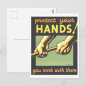 WPA-Poster: "Bescherm uw handen" Briefkaart (Voorkant / Achterkant)
