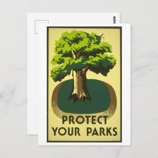  WPA-Poster "Bescherm uw parken" Briefkaart (Voorkant / Achterkant)