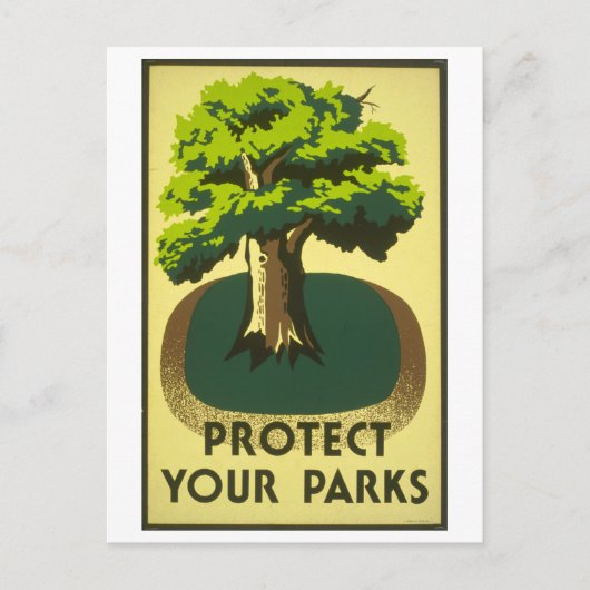 WPA-Poster "Bescherm uw parken" Briefkaart (Voorkant)
