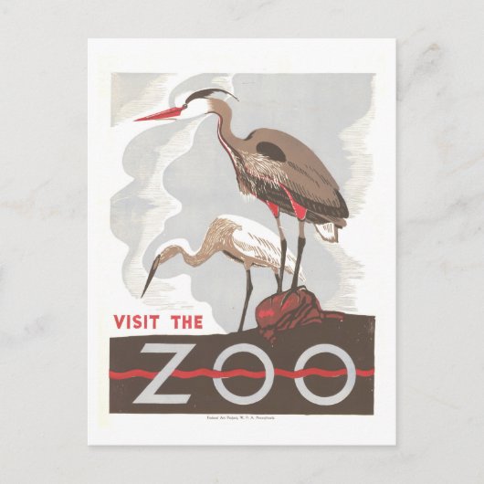  WPA-Poster: "Bezoek de dierentuin" Briefkaart (Voorkant)
