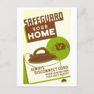  WPA-Poster Briefkaart: Koppel uw strijkijzer los! Briefkaart