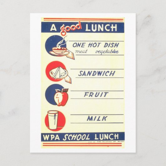  WPA-Poster "een goede lunch" voeding Briefkaart (Voorkant)
