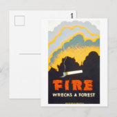  WPA-Poster: "Fire Wrecks a Forest" Briefkaart (Voorkant / Achterkant)